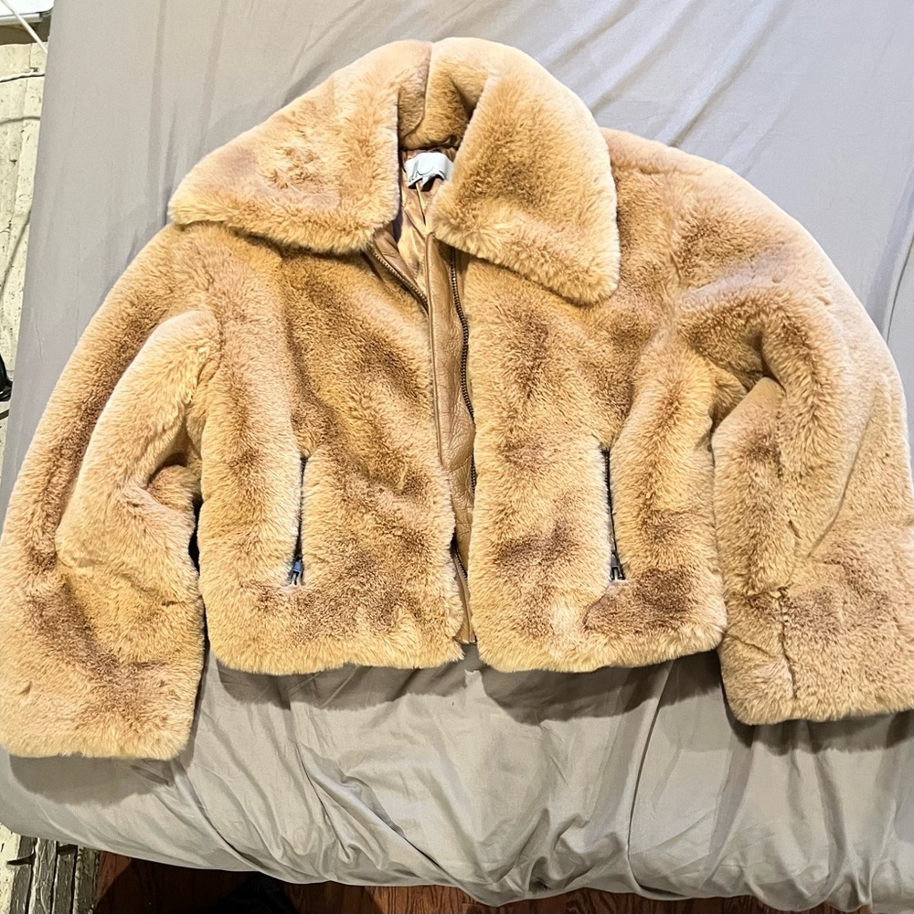 Plush Tan Faux Fur Jacket